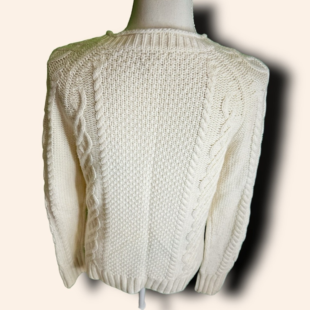J. Crew Factory ‘Merino Wool Blend Silver Bead Embellished Cable Knit Sweater’ S - Picture 10 of 14